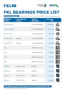 FKL Bearings Price September 2026
